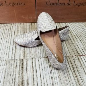 Coach Catrin Metallic Snakeskin Print Flats  6.5